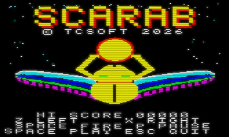 Scarab title screen on BBC Micro