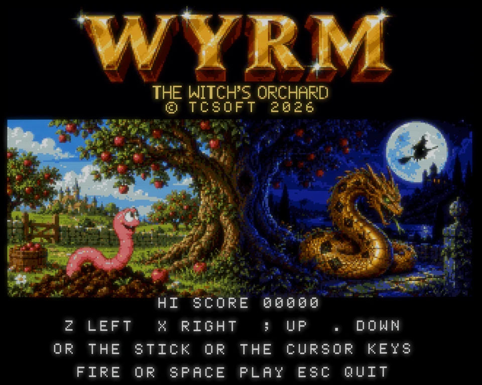 Wyrm: The Witch’s Orchard title screen on Commodore Amiga